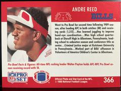 Back | Andre Reed Football Cards 1990 Pro Set