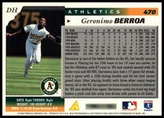 Back Of Card | Geronimo Berroa Baseball Cards 1996 Score
