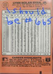 Wrong Back And # | Nolan Ryan [Error] Baseball Cards 1990 Donruss
