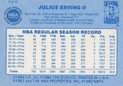Back Side | Julius Erving Basketball Cards 1986 Star Best Of The Best