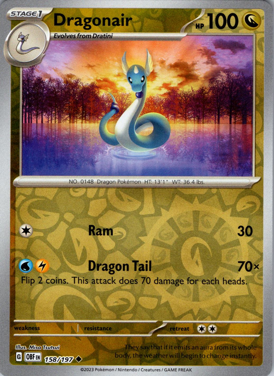 Dragonair [Reverse Holo] #158 Pokemon Obsidian Flames