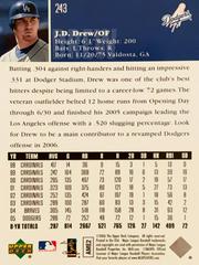 Rear | J.D. Drew Baseball Cards 2006 Upper Deck