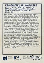 Card Back | Ken Griffey Jr. [Yellow Border] Baseball Cards 1990 Kenner Starting Lineup
