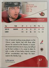 Backside | Martin Havlat Hockey Cards 2003 ITG Toronto Star