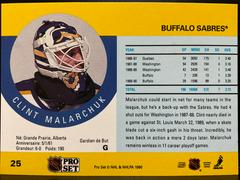 Back | Clint Malarchuk Hockey Cards 1990 Pro Set