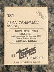 Coming Soon Back | Alan Trammell [Coming Soon] Baseball Cards 1982 Topps Stickers