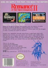Romance Of The Three Kingdoms II - Back | Romance of the Three Kingdoms II NES
