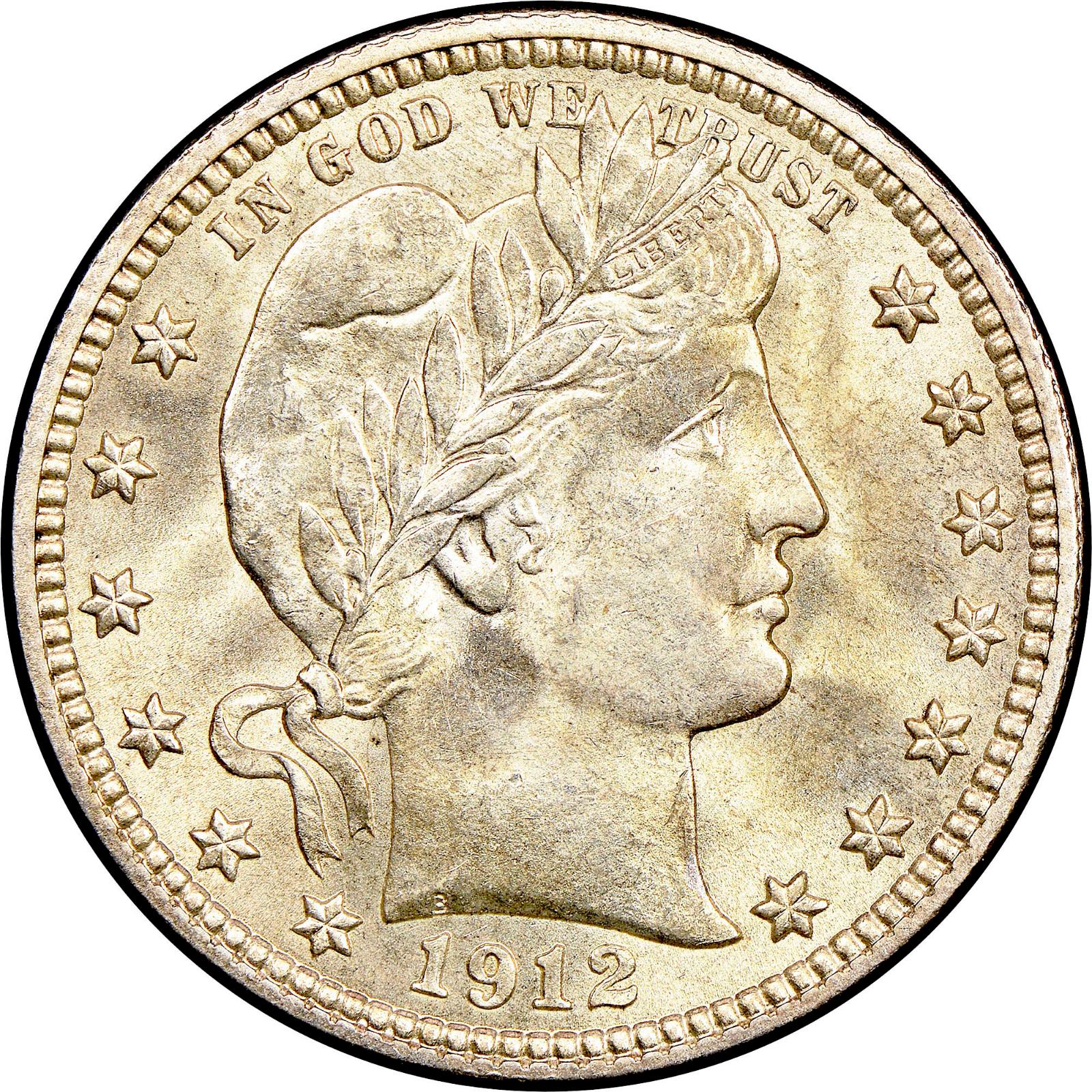 1912 Coins Barber Quarter