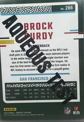 Back Card | Brock Purdy [Aqueous Test] Football Cards 2023 Panini Donruss