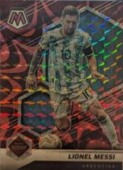 Lionel Messi [Reactive Red] Soccer Cards 2021 Panini Mosaic Road to FIFA World Cup Prices
