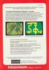 Back Cover | Advanced Dungeons & Dragons Intellivision