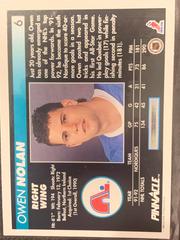 Back Of Card | Owen Nolan Hockey Cards 1992 Pinnacle