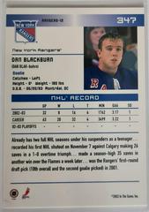 Backside | Dan Blackburn [Action] Hockey Cards 2003 ITG Toronto Star