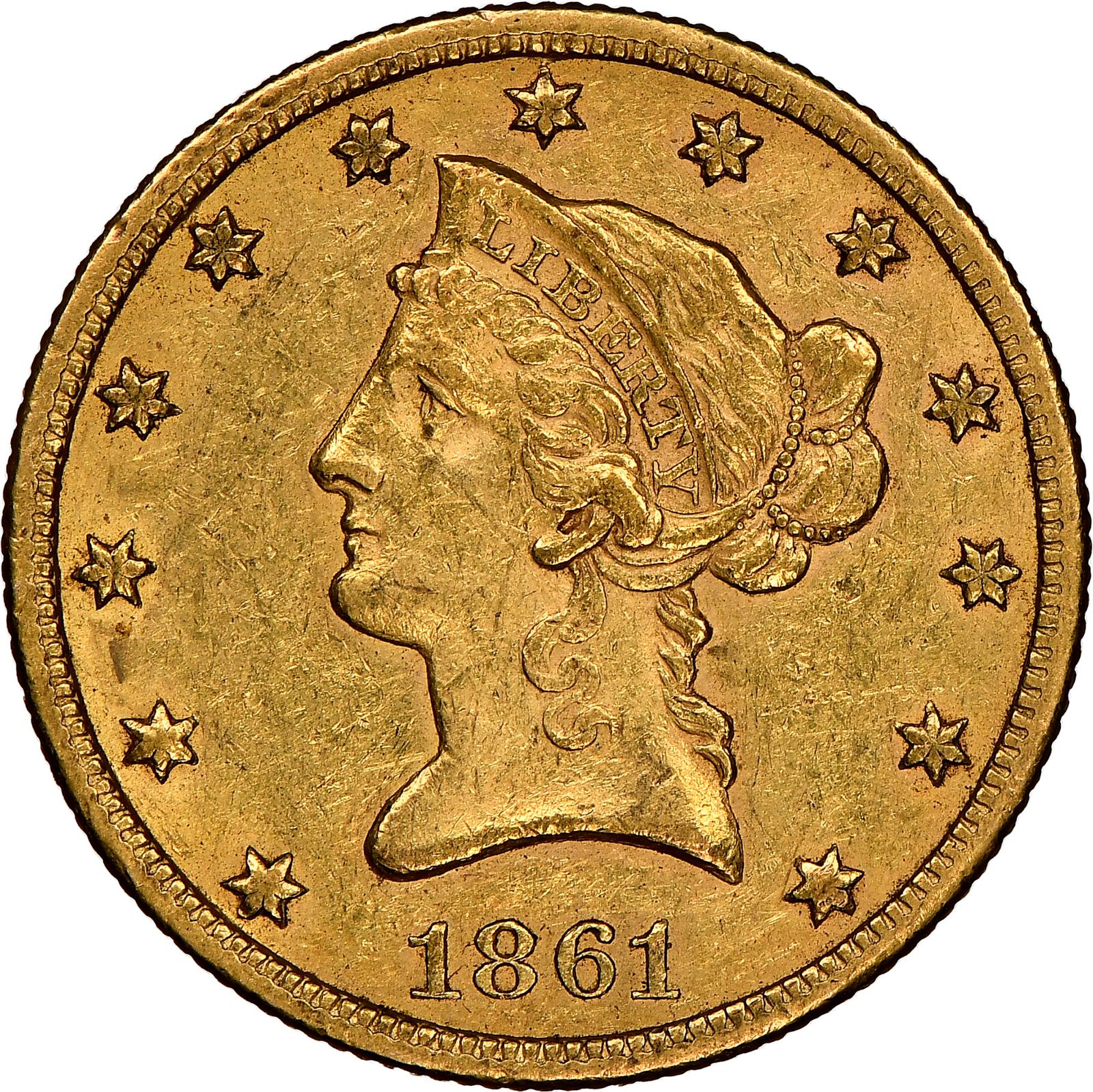 1861 S Coins Liberty Head Gold Eagle