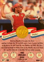 Rear | Darren Daulton Baseball Cards 1993 Panini Donruss Mvps