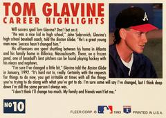 Rear | Tom Glavine Baseball Cards 1993 Fleer Glavine Career Highlights