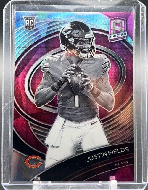 Justin Fields [Patch Autograph Neon Pink] #203 Football Cards 2021 Panini Spectra