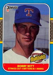 Bobby Witt Baseball Cards 1987 Donruss Highlights Prices