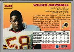 Back | Wilber Marshall Football Cards 1993 Fleer Fruit O Loom