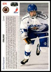 Back Of Card | Sami Kapanen Hockey Cards 1991 Upper Deck