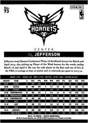 Back Of Card | Al Jefferson Basketball Cards 2014 Panini Hoops