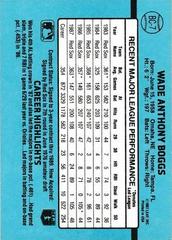 Back Of Card | Wade Boggs Baseball Cards 1988 Donruss MVP
