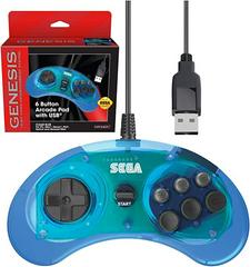 Retro-Bit Sega 6 Button Arcade Pad USB Port [Clear Blue] Sega Genesis Prices