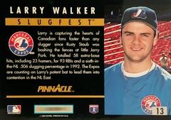 Rear | Larry Walker Baseball Cards 1993 Pinnacle Slugfest