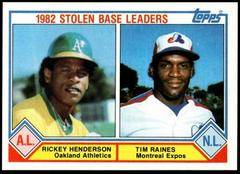 Stolen Base Leaders [R. Henderson, T. Raines] Baseball Cards 1983 Topps Prices