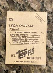 Coming Soon Back | Leon Durham [Coming Soon] Baseball Cards 1982 Topps Stickers