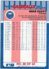 Back | Mike Scott Baseball Cards 1988 Fleer League Leaders