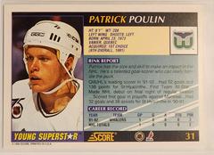 Back Of Card | Patrick Poulin Hockey Cards 1992 Score Young Superstars