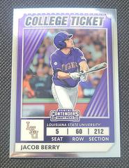 Jacob Berry #7 Baseball Cards 2022 Panini Elite Extra Edition College Tickets Optic Prices