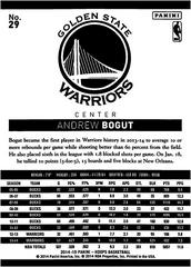 Back Of Card | Andrew Bogut Basketball Cards 2014 Panini Hoops