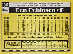 Rear | Ron Robinson Baseball Cards 1990 Topps Traded Tiffany