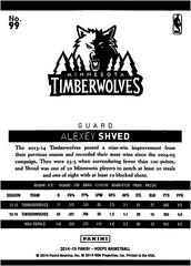 Back Of Card | Alexey Shved Basketball Cards 2014 Panini Hoops