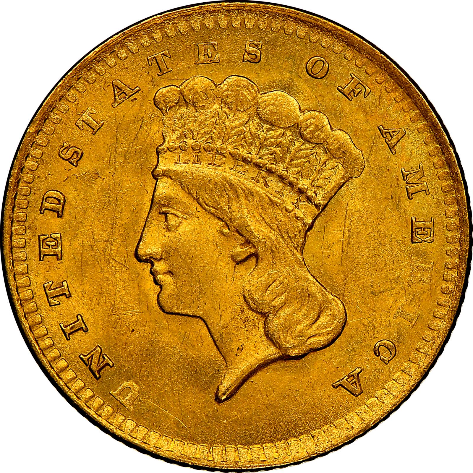 1856 [UPRIGHT 5] Coins Gold Dollar