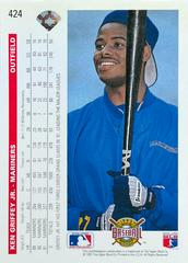 Card Back | Ken Griffey Jr. Baseball Cards 1992 Upper Deck
