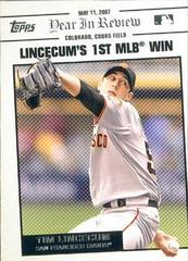Tim Lincecum #YR41 Baseball Cards 2008 Topps Year in Review Prices