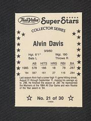 Back | Alvin Davis Baseball Cards 1986 True Value Perforated