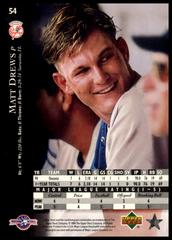 Back Of Card | Matt Drews Baseball Cards 1994 Upper Deck Top Prospects