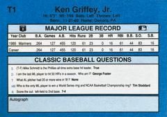 Card Back | Ken Griffey Jr. [Series III] Baseball Cards 1990 Classic