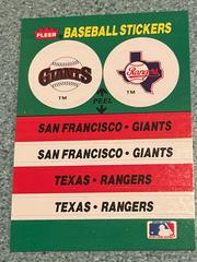 San Francisco Giants - Texas Rangers Team Sticker Baseball Cards 1988 Fleer Team Stickers Prices