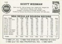 Green Border - Back Side | Scott Wedman Basketball Cards 1986 Star