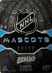 Back | Sabretooth Hockey Cards 2021 Upper Deck MVP Mascots Gaming