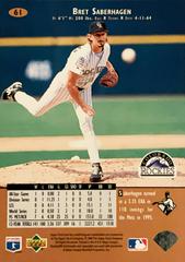 Rear | Bret Saberhagen Baseball Cards 1996 Upper Deck