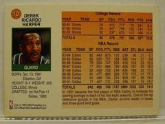 1991 Hoops McDonalds #10 Derek Harper Reverse | Derek Harper Basketball Cards 1991 Hoops McDonalds