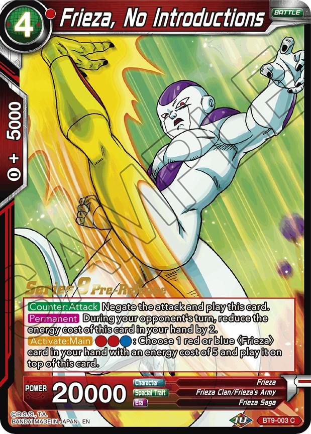 Frieza, No Introductions BT9-003 Dragon Ball Super Universal Onslaught: Pre-Release Promos