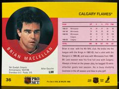 Back | Brian Maclellan Hockey Cards 1990 Pro Set