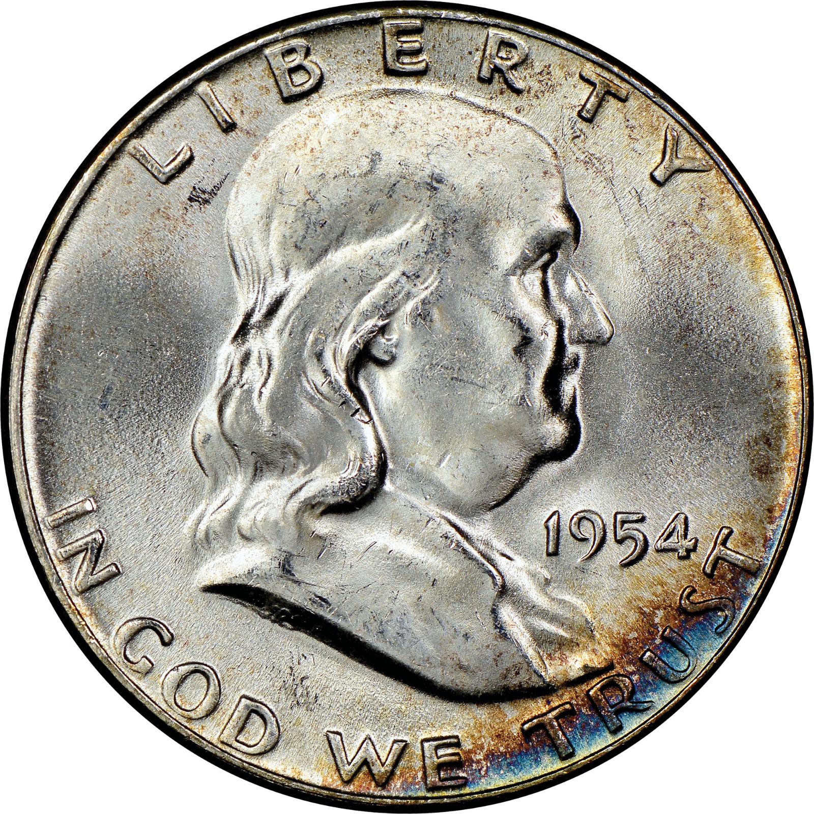 1954 Coins Franklin Half Dollar